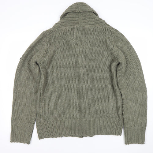 Henleys Men’s Green Chunky Knit Shawl Collar Cardigan Jumper M