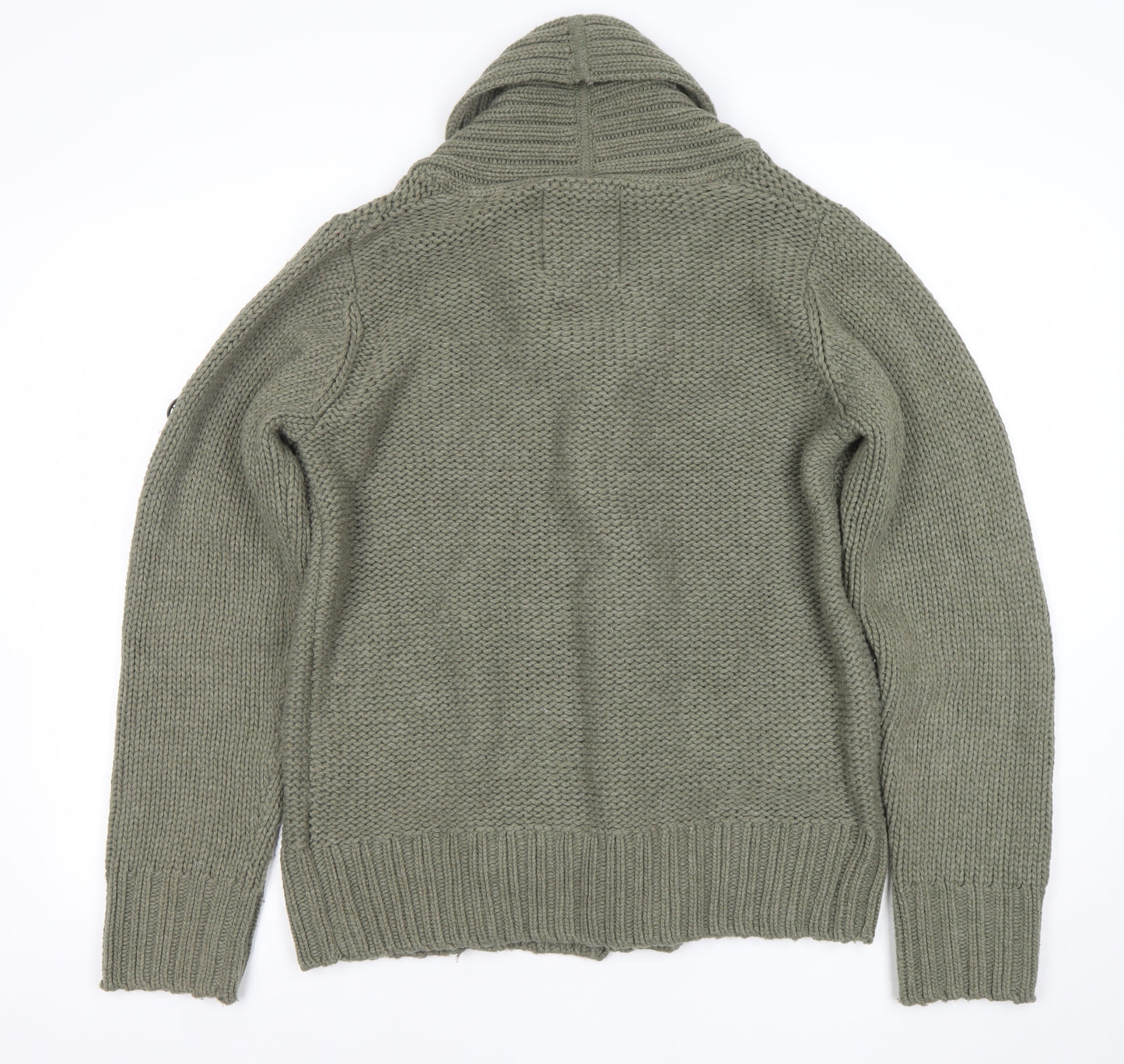Henleys Men’s Green Chunky Knit Shawl Collar Cardigan Jumper M