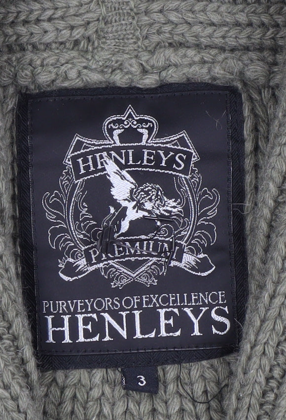 Henleys Men’s Green Chunky Knit Shawl Collar Cardigan Jumper M