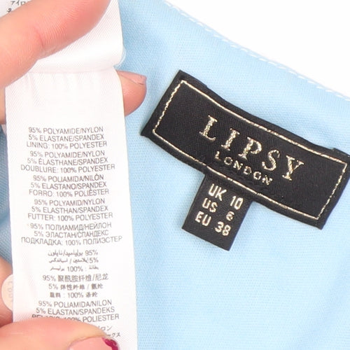 Lipsy Women Blue Lace Strapless Bodycon Dress Size 10