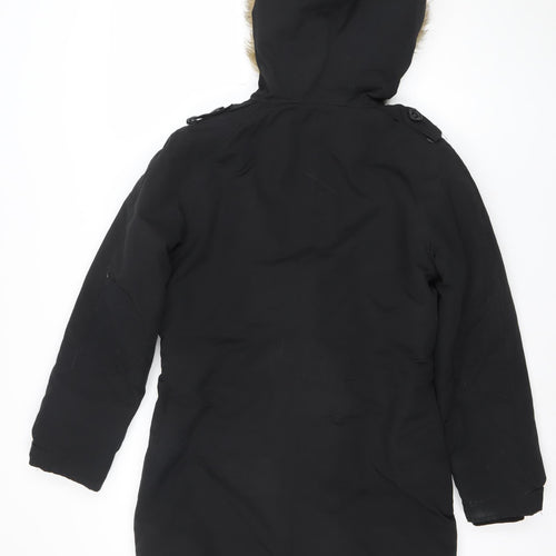 NutShell Women’s Black Faux Fur Hooded Parka Coat Size 12