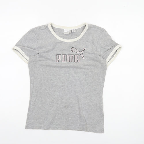Puma Womens Grey Ringer T-Shirt Size 14 Slim Fit Short Sleeve