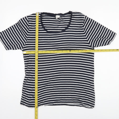 Cotton Traders Women’s Navy White Striped Cotton T-Shirt Size 16