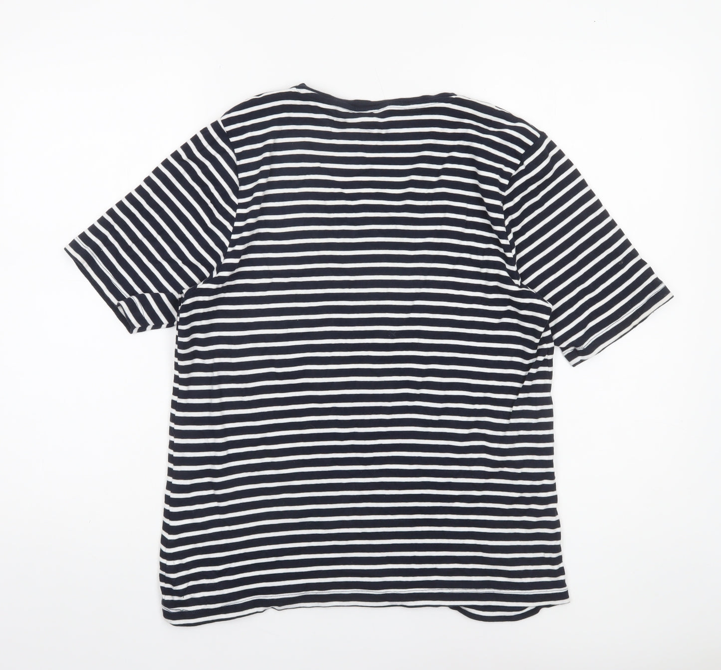 Cotton Traders Women’s Navy White Striped Cotton T-Shirt Size 16