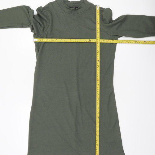 George Women Khaki Green Size 12 Shift Knit Dress Long Sleeve