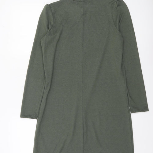 George Women Khaki Green Size 12 Shift Knit Dress Long Sleeve