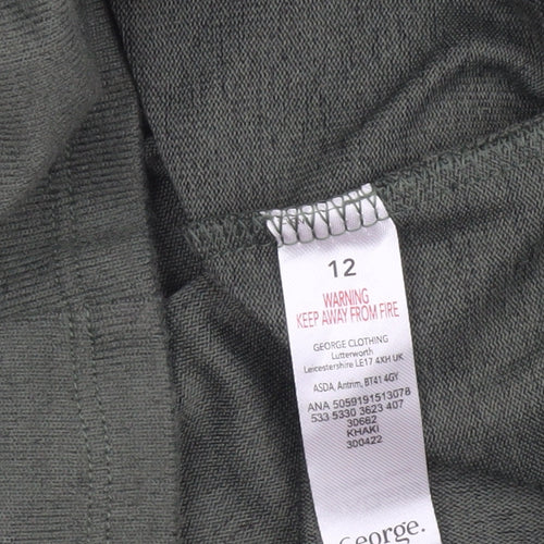 George Women Khaki Green Size 12 Shift Knit Dress Long Sleeve