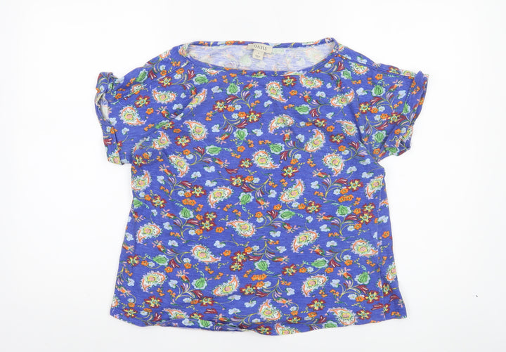 Oasis Women’s Blue Floral Cotton Short Sleeve T-Shirt Size S