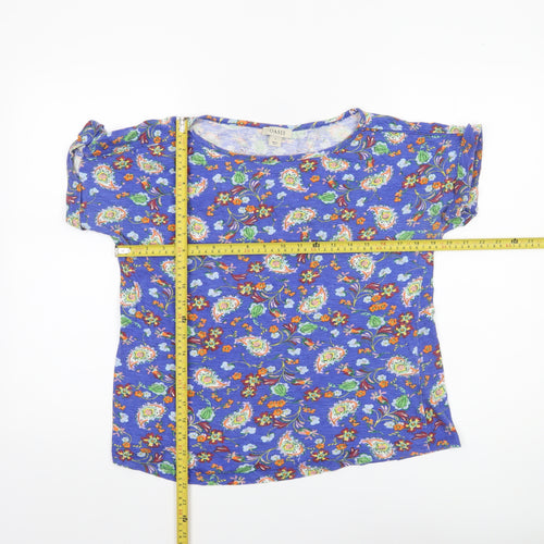 Oasis Women’s Blue Floral Cotton Short Sleeve T-Shirt Size S