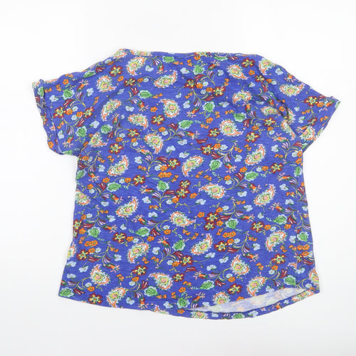 Oasis Women’s Blue Floral Cotton Short Sleeve T-Shirt Size S
