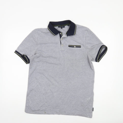 Ted Baker Mens Grey Regular Fit Short Sleeve Polo Shirt Size M