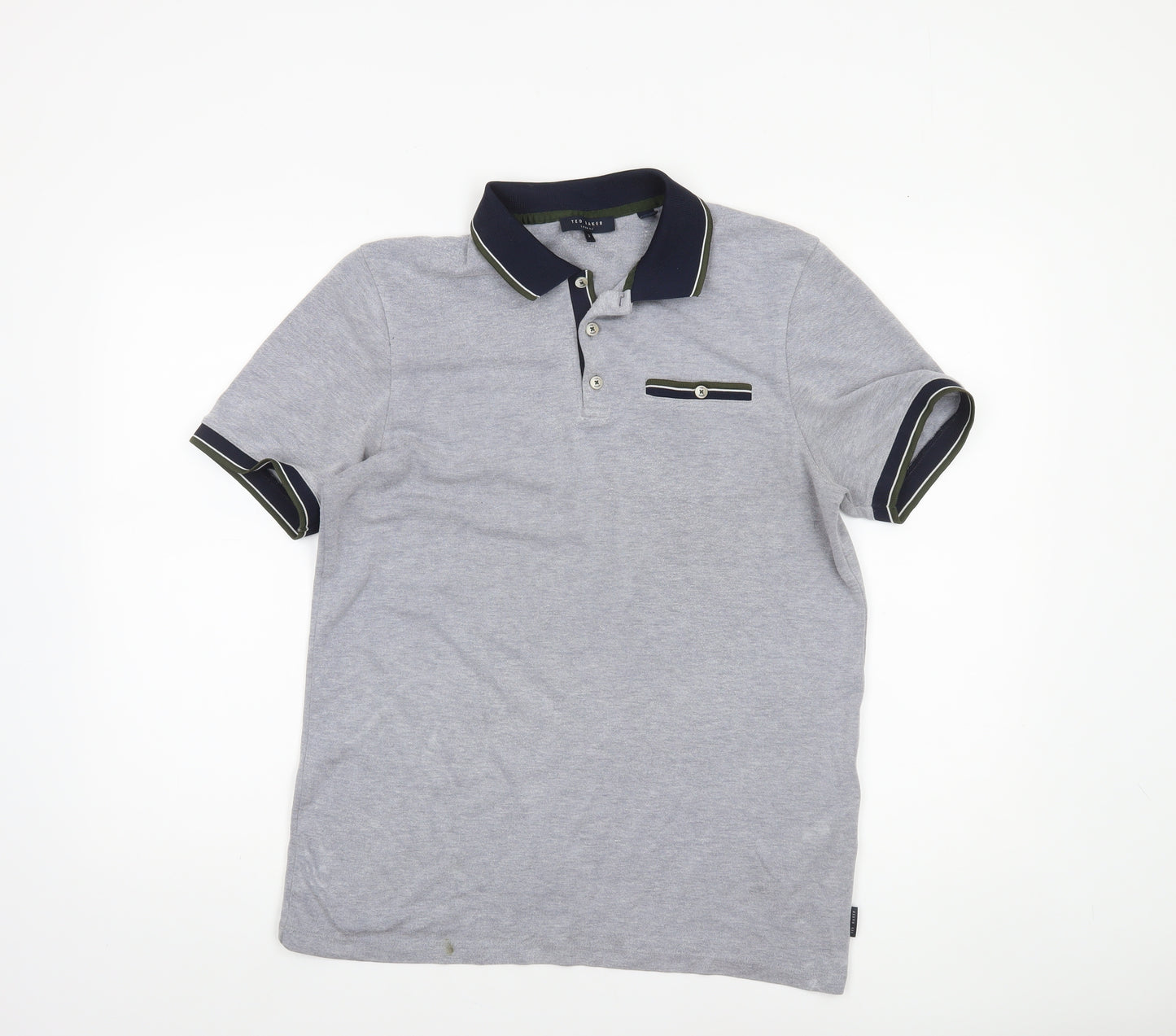 Ted Baker Mens Grey Regular Fit Short Sleeve Polo Shirt Size M