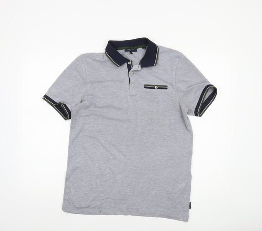 Ted Baker Mens Grey Regular Fit Short Sleeve Polo Shirt Size M