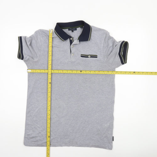 Ted Baker Mens Grey Regular Fit Short Sleeve Polo Shirt Size M