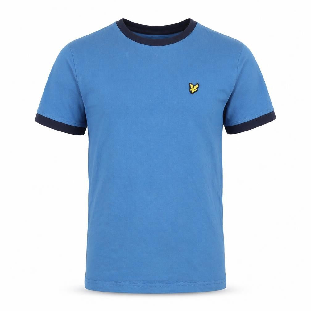 Front view of Lyle & Scott boys’ blue ringer cotton t-shirt 9-10 years