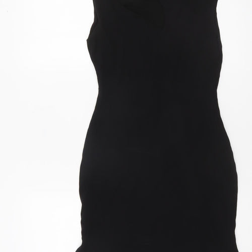 Amazone Women Black Bodycon Asymmetric Cut Out Sleeveless Dress Size S
