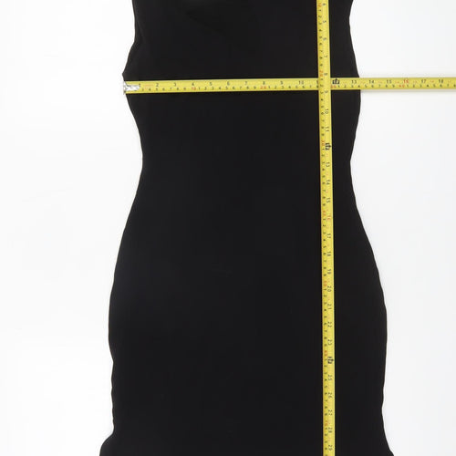 Amazone Women Black Bodycon Asymmetric Cut Out Sleeveless Dress Size S