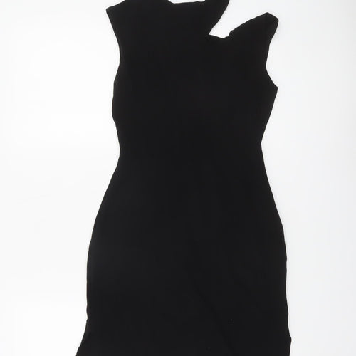 Amazone Women Black Bodycon Asymmetric Cut Out Sleeveless Dress Size S