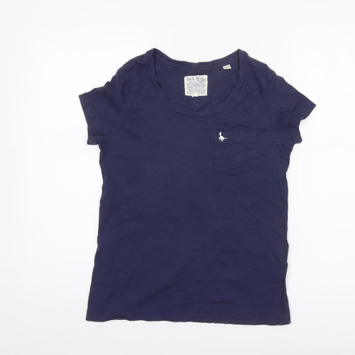 Jack Wills Women's Blue Cotton Short Sleeve Slim Fit T-Shirt UK 6