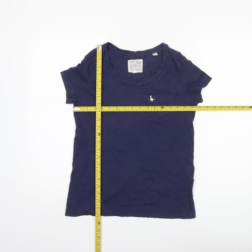 Jack Wills Women's Blue Cotton Short Sleeve Slim Fit T-Shirt UK 6