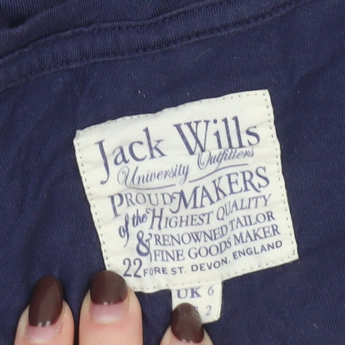 Jack Wills Women's Blue Cotton Short Sleeve Slim Fit T-Shirt UK 6