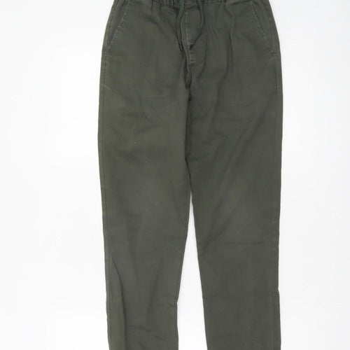 ASOS Women’s Green Chino Trousers L 32in Cotton Twill Elastic Waist