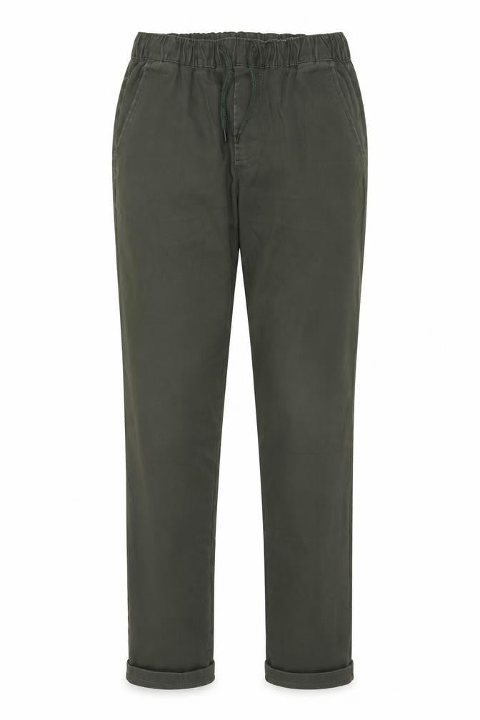 ASOS Women’s Green Chino Trousers L 32in Cotton Twill Elastic Waist