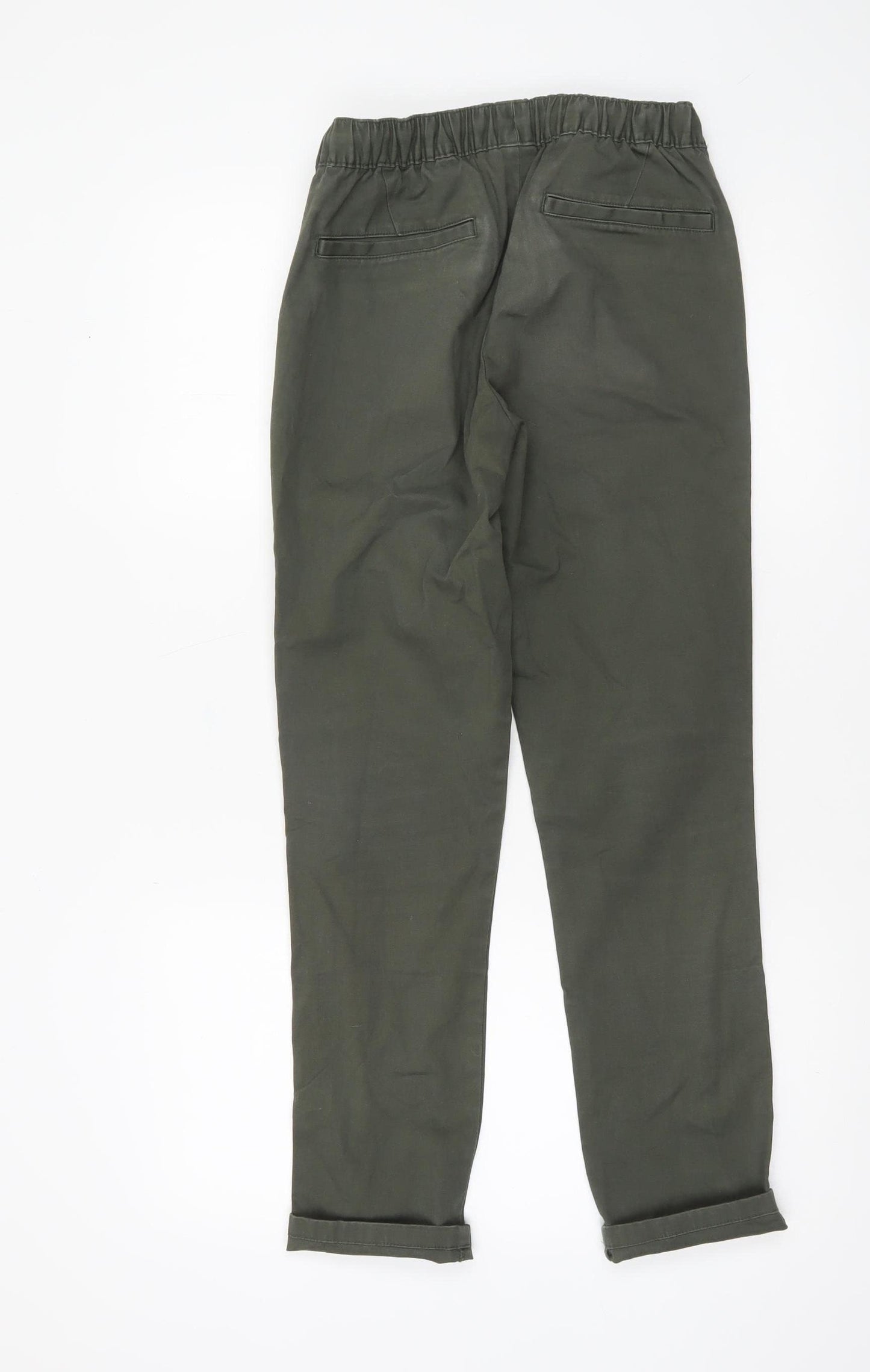ASOS Women’s Green Chino Trousers L 32in Cotton Twill Elastic Waist