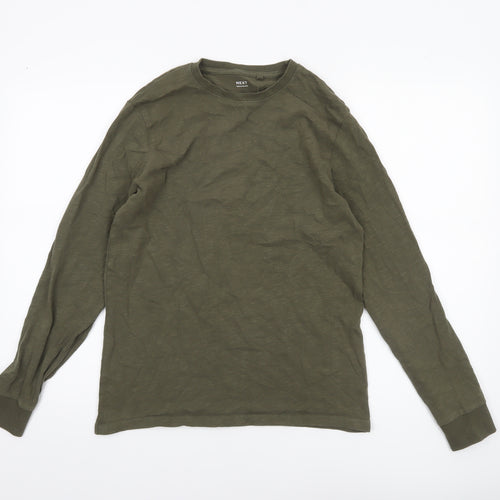 Next Boys Khaki Long Sleeve Crew Neck Cotton T-Shirt 14 Years