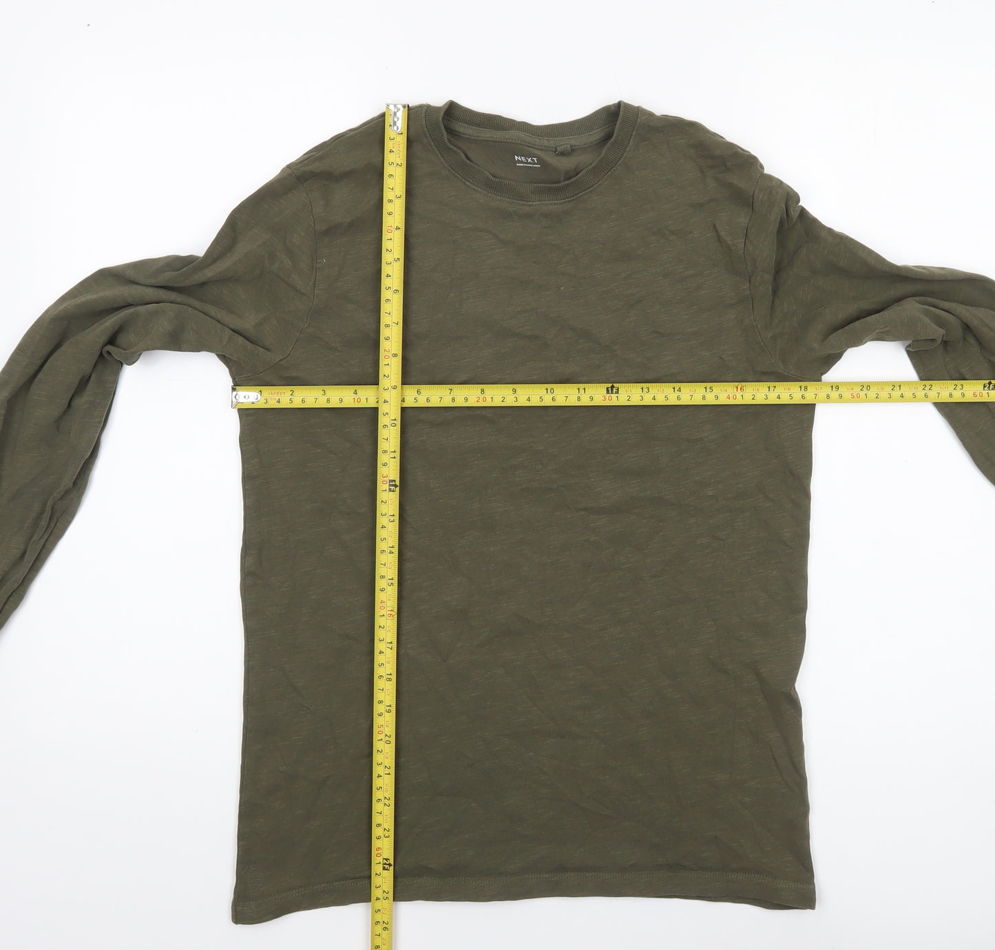 Next Boys Khaki Long Sleeve Crew Neck Cotton T-Shirt 14 Years
