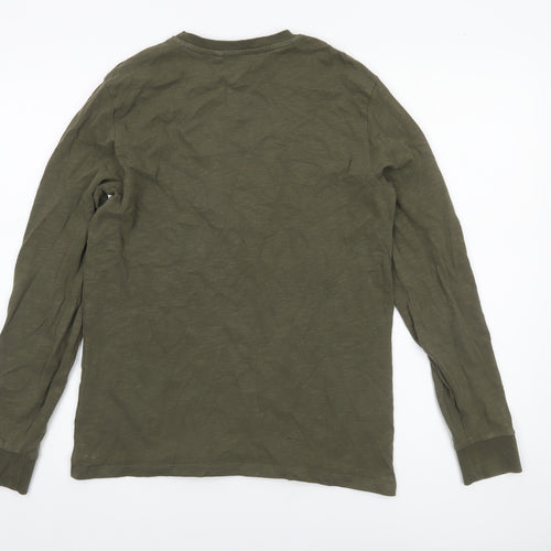 Next Boys Khaki Long Sleeve Crew Neck Cotton T-Shirt 14 Years