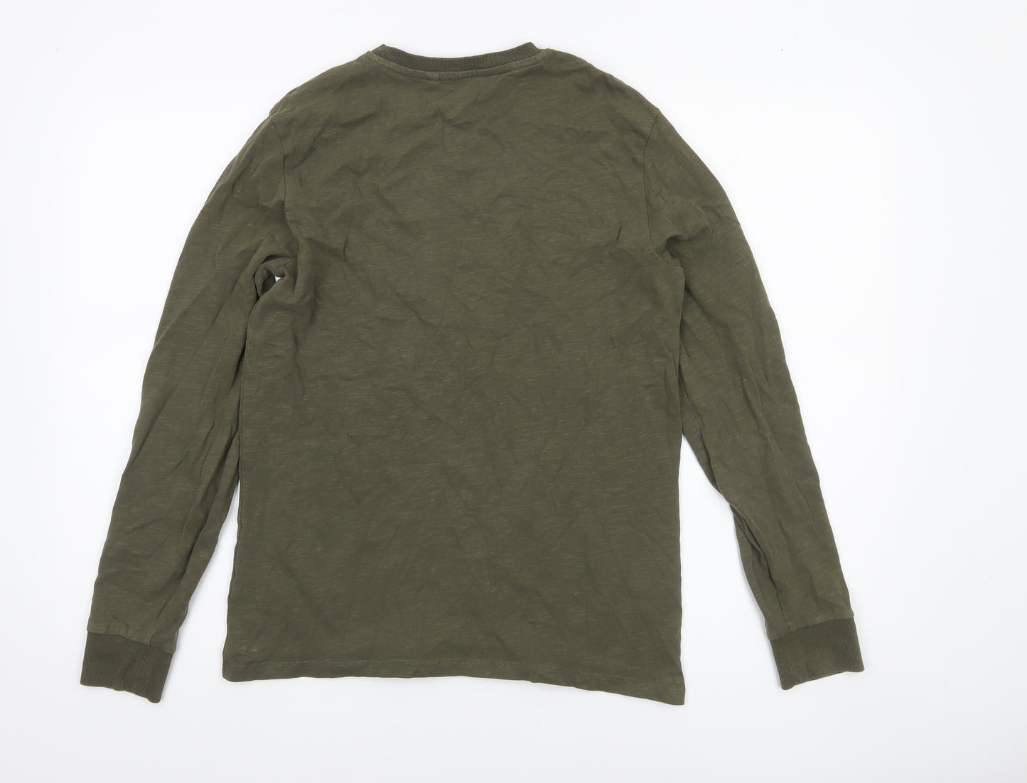 Next Boys Khaki Long Sleeve Crew Neck Cotton T-Shirt 14 Years