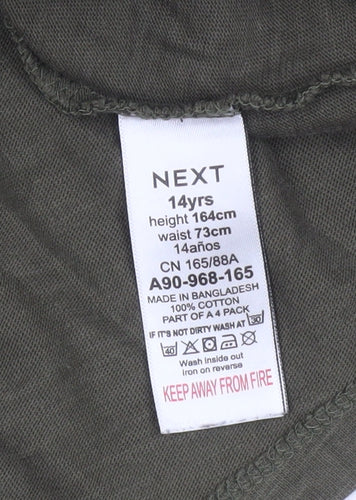 Next Boys Khaki Long Sleeve Crew Neck Cotton T-Shirt 14 Years