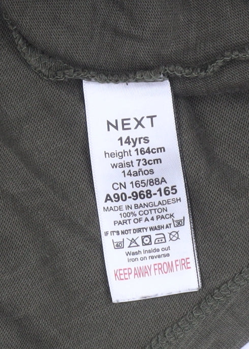 Next Boys Khaki Long Sleeve Crew Neck Cotton T-Shirt 14 Years