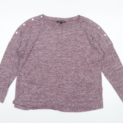 Cable & Gauge Womens Purple Long Sleeve Knit Top Size S