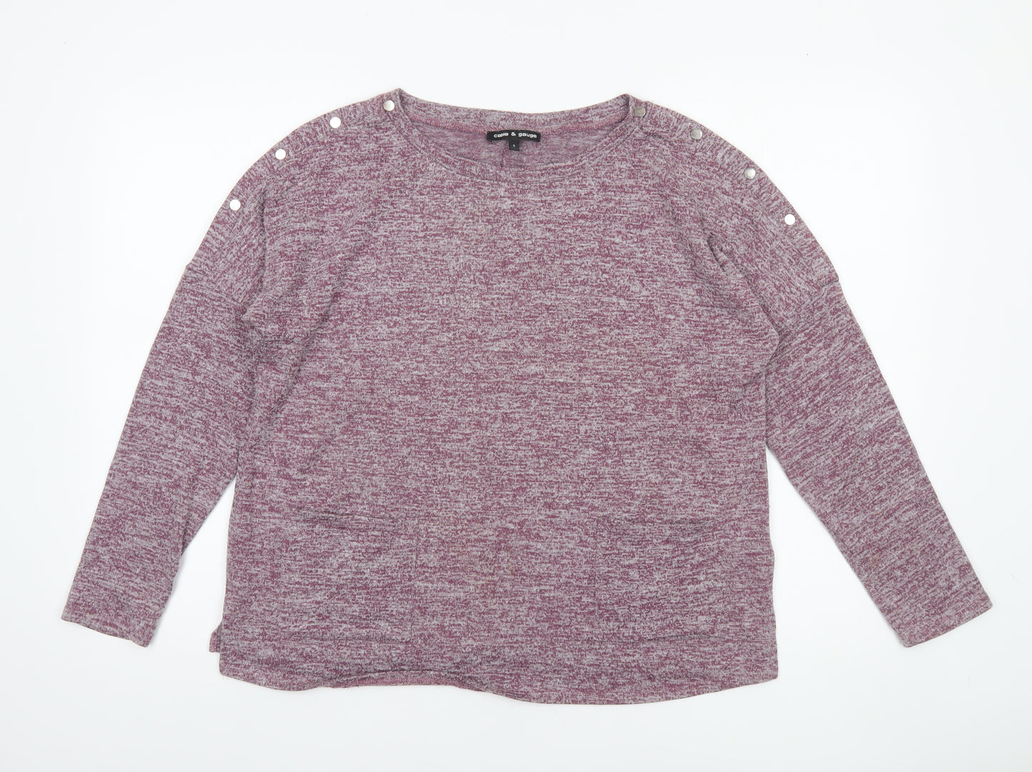 Cable & Gauge Womens Purple Long Sleeve Knit Top Size S