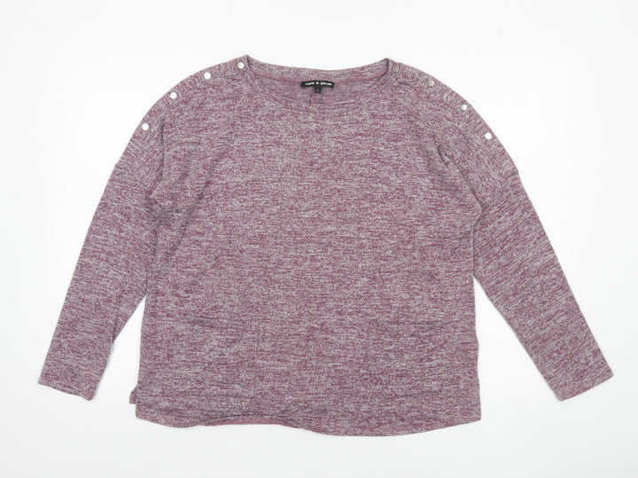 Cable & Gauge Womens Purple Long Sleeve Knit Top Size S