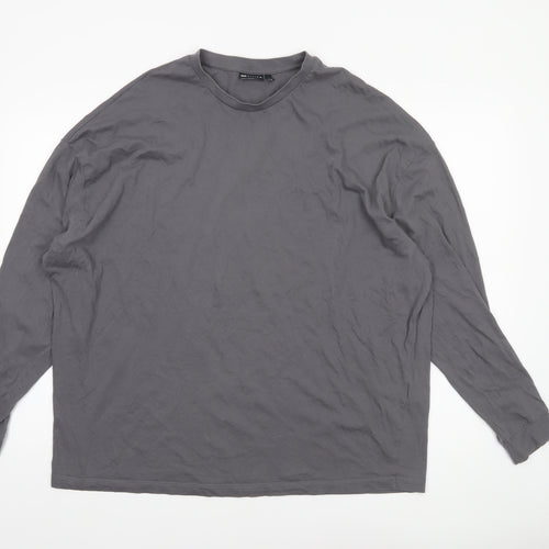 ASOS DESIGN Men's Grey Long Sleeve Crew Neck Cotton Top M