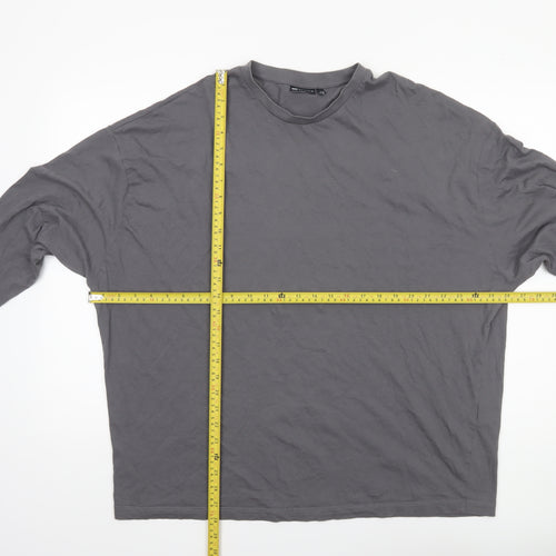 ASOS DESIGN Men's Grey Long Sleeve Crew Neck Cotton Top M