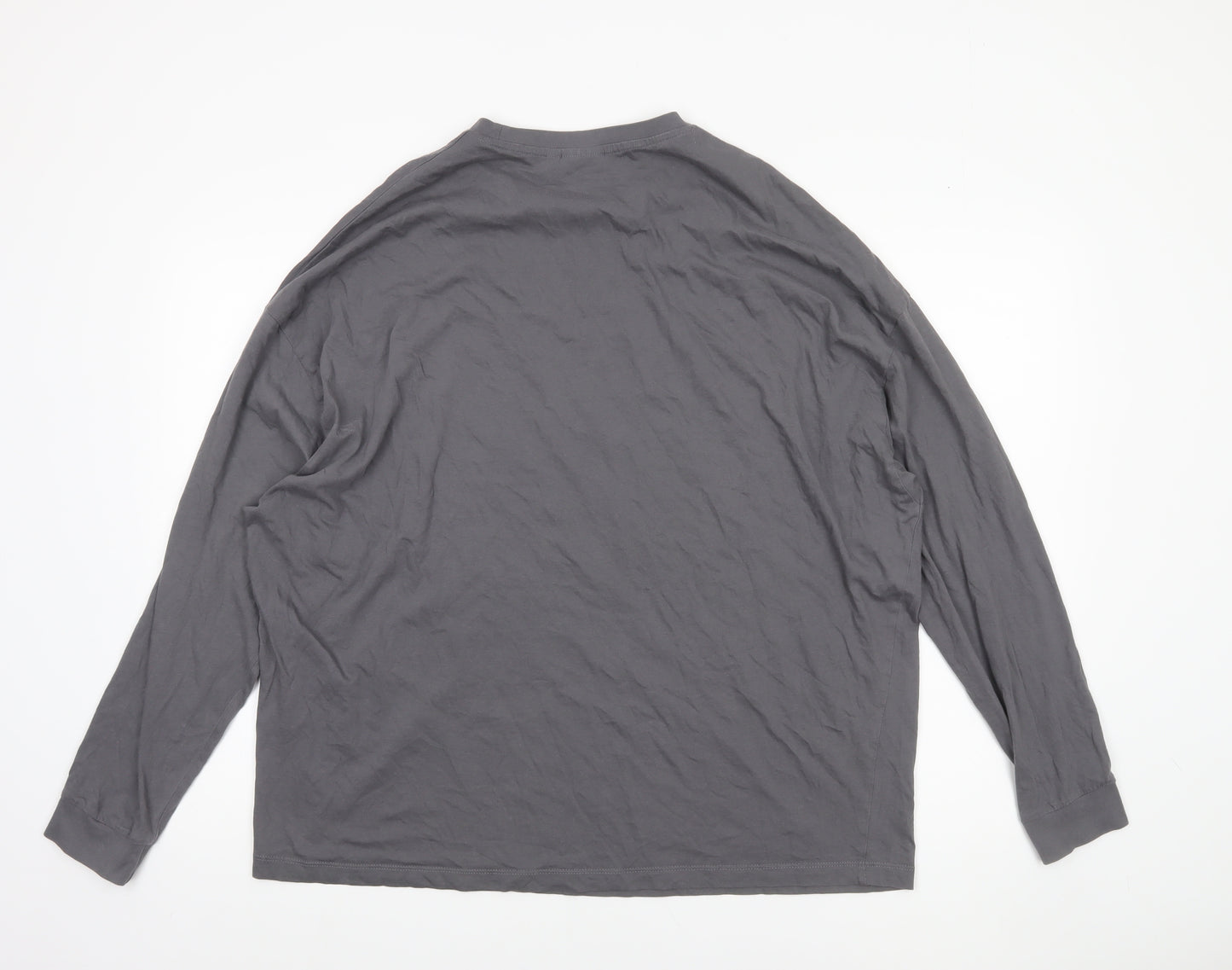 ASOS DESIGN Men's Grey Long Sleeve Crew Neck Cotton Top M