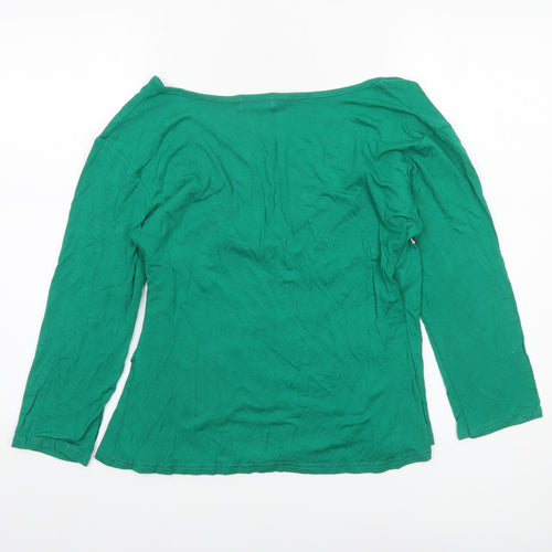 Funky Diva Women's Green Wrap Viscose 3/4 Sleeve Blouse M