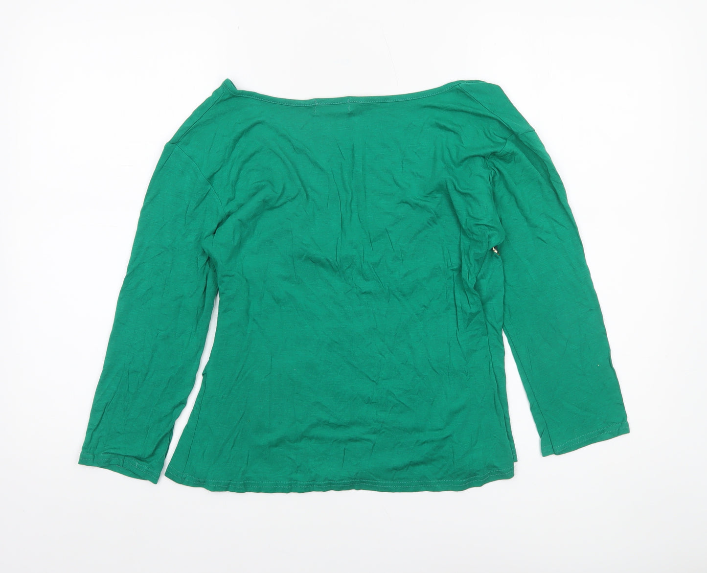 Funky Diva Women's Green Wrap Viscose 3/4 Sleeve Blouse M