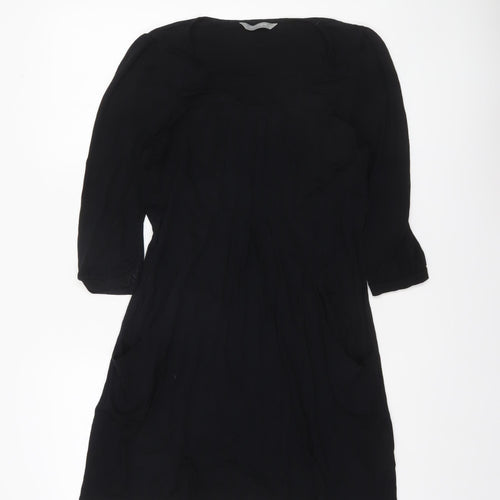BH Women's Black Tunic Blouse Size 12 3/4 Sleeve Viscose Top