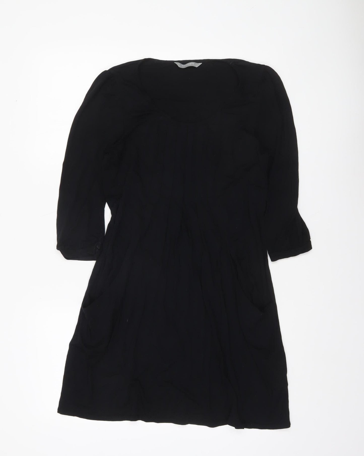 BH Women's Black Tunic Blouse Size 12 3/4 Sleeve Viscose Top