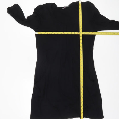 BH Women's Black Tunic Blouse Size 12 3/4 Sleeve Viscose Top