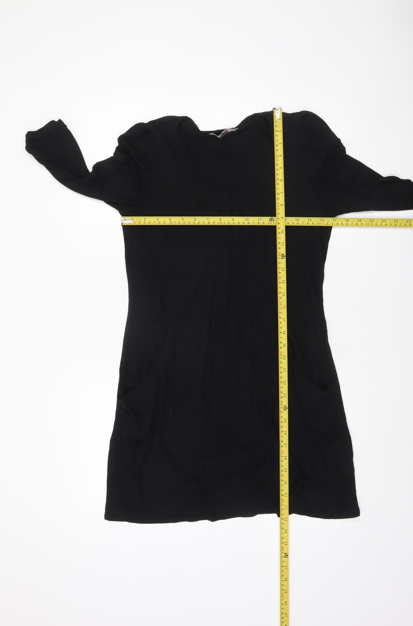 BH Women's Black Tunic Blouse Size 12 3/4 Sleeve Viscose Top