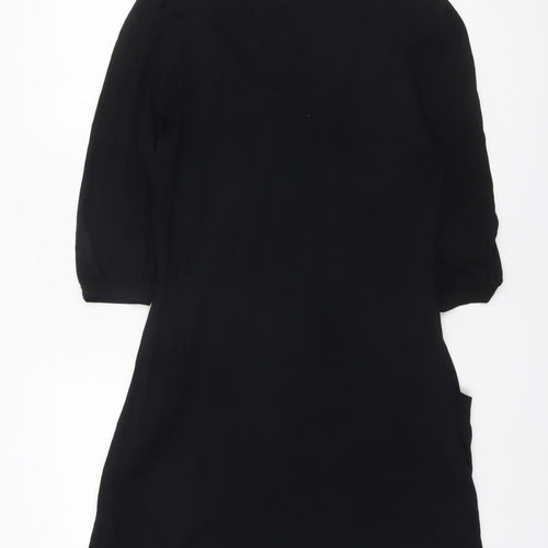 BH Women's Black Tunic Blouse Size 12 3/4 Sleeve Viscose Top