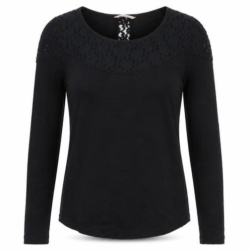 Miss Selfridge Womens Black Lace Long Sleeve Cotton Blouse Size 14