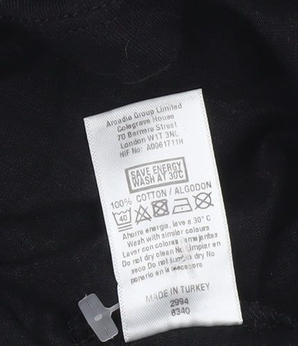 Miss Selfridge Womens Black Lace Long Sleeve Cotton Blouse Size 14