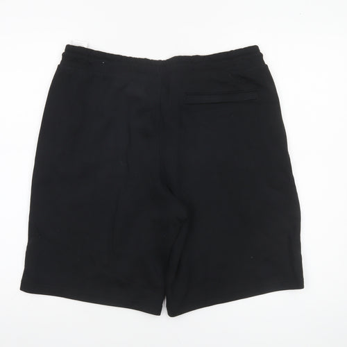 Puma Men Black Sweat Shorts L Regular Fit Elastic Waist Drawstring Pockets